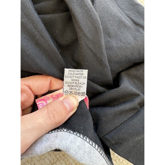 Sassy Thai Womens Black Cotton Knit Top with Hand Beading Floral Lace V Neck Lrg - Picture 6 of 6